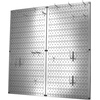 image:imageWall Control Kitchen Pegboard Organizer Pots and Pans Storage Rack Organization Kit with Green Pegboard and White AccessoriesMetallic Silver Pegboard White Accessories